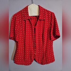 Vintage red button top